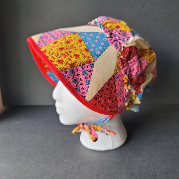 Vintage Pioneer Trek Bonnet Size L Prairie Ruffled Victorian Civil War Sunbonnet - Picture 1 of 7